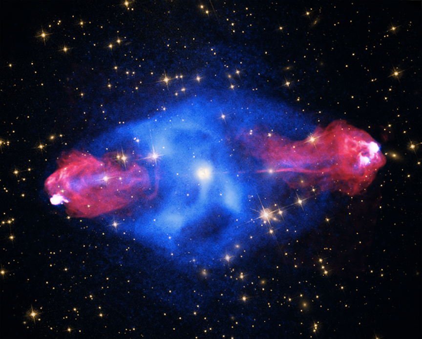 Composite X-ray and radio image of Cygnus A
